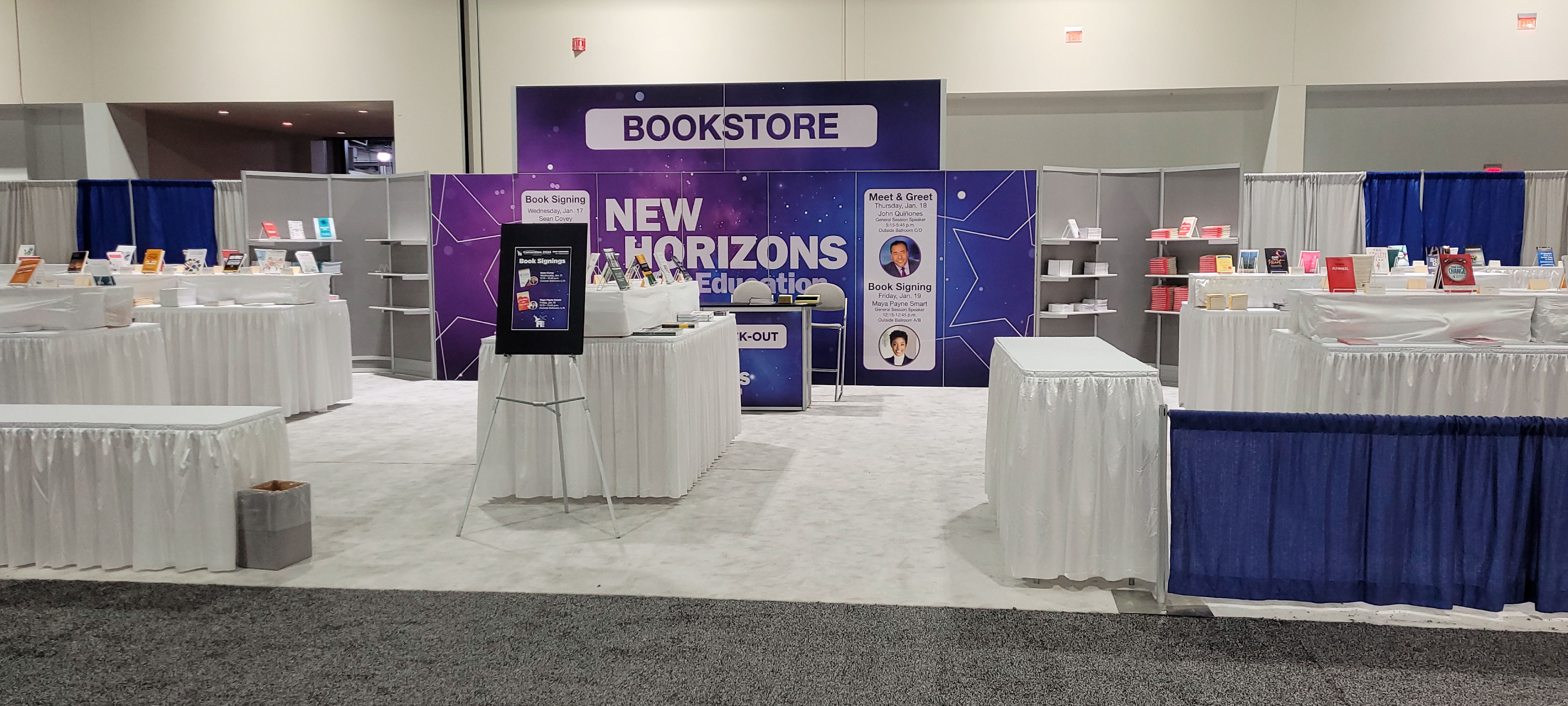 New Horizons Education bookstore display